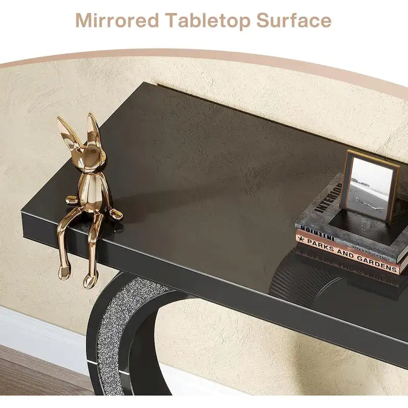 Console argentée, table d'entrée avec miroir de 39 pouces pour l'entrée