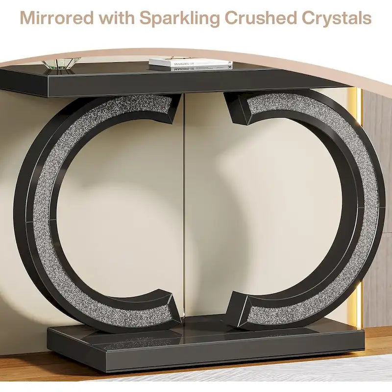 Console argentée, table d'entrée avec miroir de 39 pouces pour l'entrée