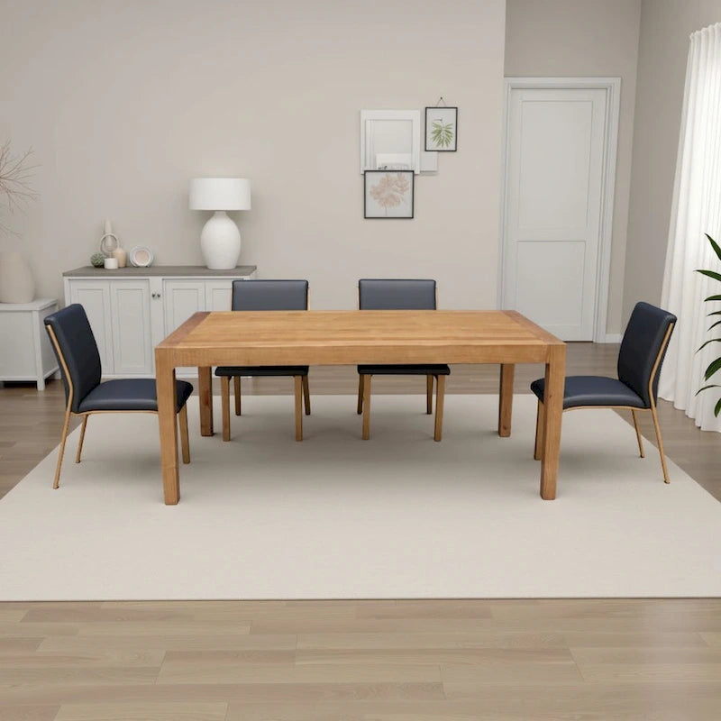 Table de salle à manger Tuley, en pin, brun naturel, plateau rectangulaire de 180 cm (71 pouces).