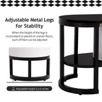 Meuble TV rétractable moderne noir et blanc avec 3 tiroirs et pieds réglables en métal pour salon ou chambre