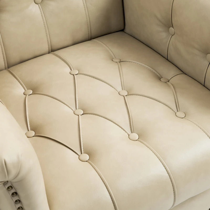 Ensemble de 2 fauteuils d'appoint capitonnés en similicuir végan, avec garniture cloutée