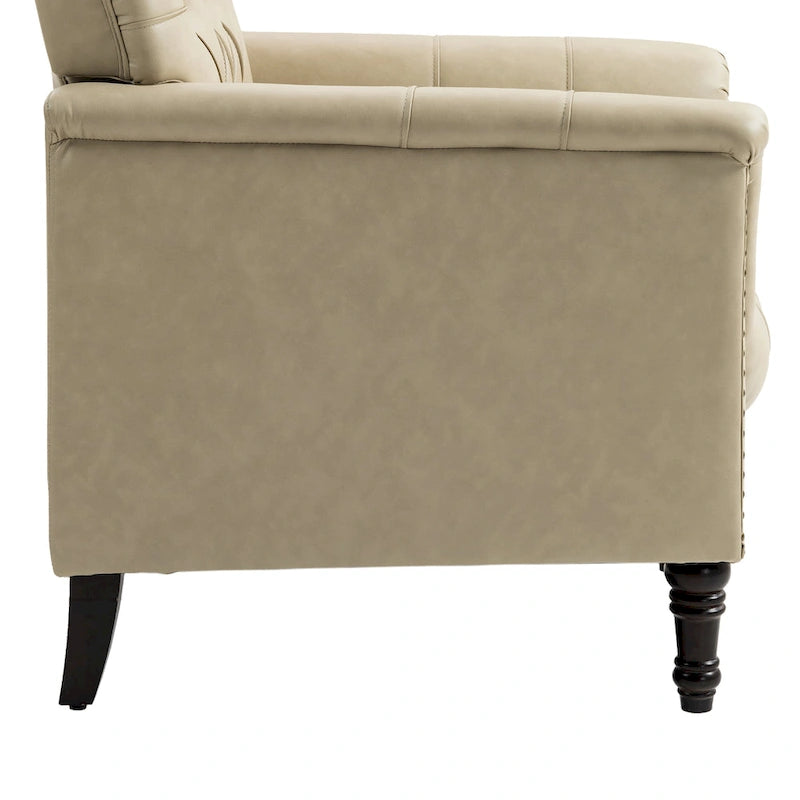 Ensemble de 2 fauteuils d'appoint capitonnés en similicuir végan, avec garniture cloutée