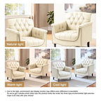 Ensemble de 2 fauteuils d'appoint capitonnés en similicuir végan, avec garniture cloutée