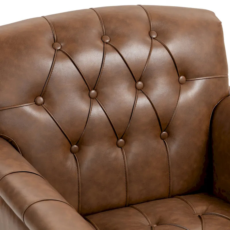 Ensemble de 2 fauteuils d'appoint capitonnés en similicuir végan, avec garniture cloutée