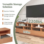 Meuble TV autoportant avec 4 tiroirs et rangement transparent en acrylique pour téléviseurs jusqu'à 75 pouces