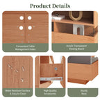 Meuble TV autoportant avec 4 tiroirs et rangement transparent en acrylique pour téléviseurs jusqu'à 75 pouces