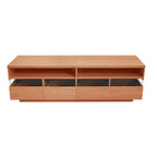 Meuble TV autoportant avec 4 tiroirs et rangement transparent en acrylique pour téléviseurs jusqu'à 75 pouces