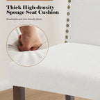 Ensemble de 2 chaises de salle à manger rembourrées en cuir marron foncé avec garniture cloutée et pieds en bois pour salle à manger