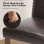 Ensemble de 2 chaises de salle à manger rembourrées en cuir marron foncé avec garniture cloutée et pieds en bois pour salle à manger