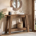 Console de style campagnard de 105 cm (41,3 pouces), table d'entrée en bois à 2 niveaux