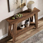 Console de style campagnard de 105 cm (41,3 pouces), table d'entrée en bois à 2 niveaux