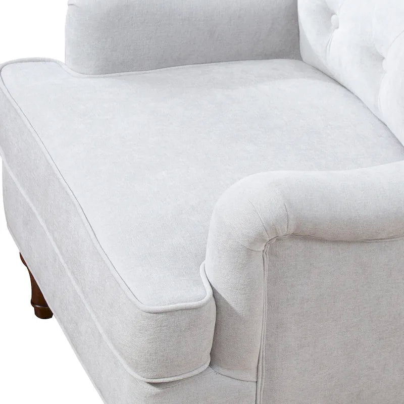 Fauteuil d'appoint en tissu chenille avec pieds en bois rétro, coussin en mousse haute densité et ressorts, capacité de charge de 136 kg