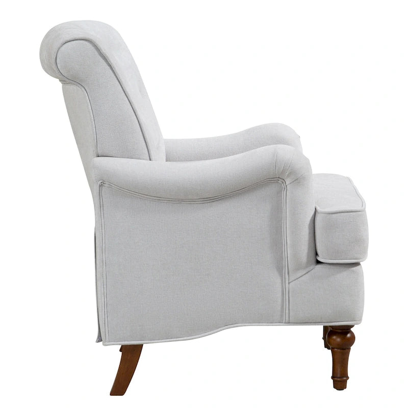 Fauteuil d'appoint en tissu chenille avec pieds en bois rétro, coussin en mousse haute densité et ressorts, capacité de charge de 136 kg