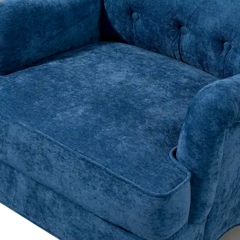 Fauteuil d'appoint en tissu chenille avec pieds en bois rétro, coussin en mousse haute densité et ressorts, capacité de charge de 136 kg