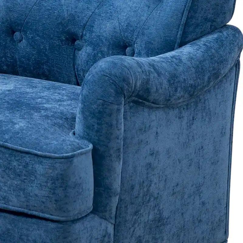 Fauteuil d'appoint en tissu chenille avec pieds en bois rétro, coussin en mousse haute densité et ressorts, capacité de charge de 136 kg