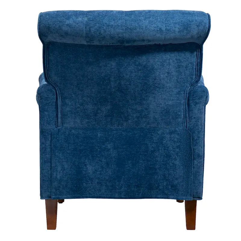 Fauteuil d'appoint en tissu chenille avec pieds en bois rétro, coussin en mousse haute densité et ressorts, capacité de charge de 136 kg