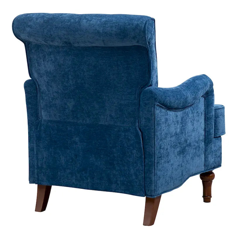 Fauteuil d'appoint en tissu chenille avec pieds en bois rétro, coussin en mousse haute densité et ressorts, capacité de charge de 136 kg
