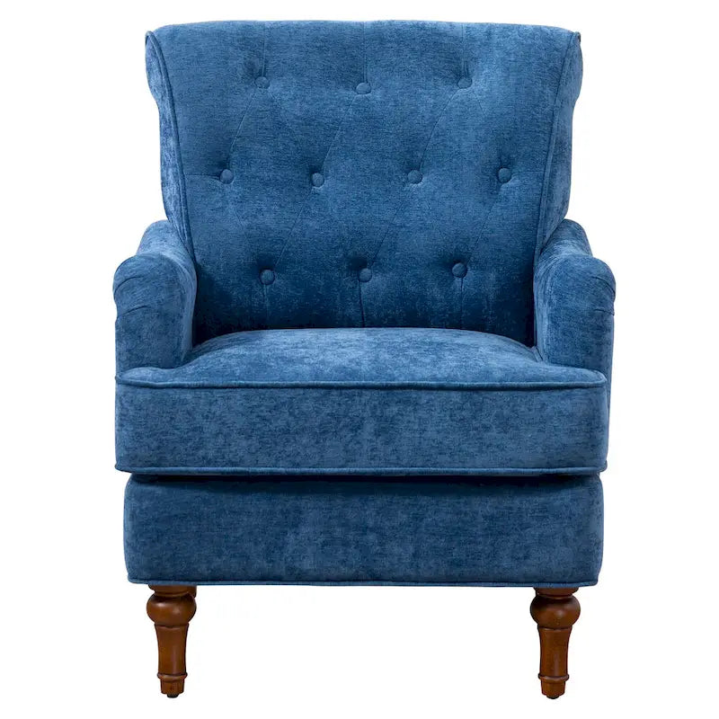 Fauteuil d'appoint en tissu chenille avec pieds en bois rétro, coussin en mousse haute densité et ressorts, capacité de charge de 136 kg