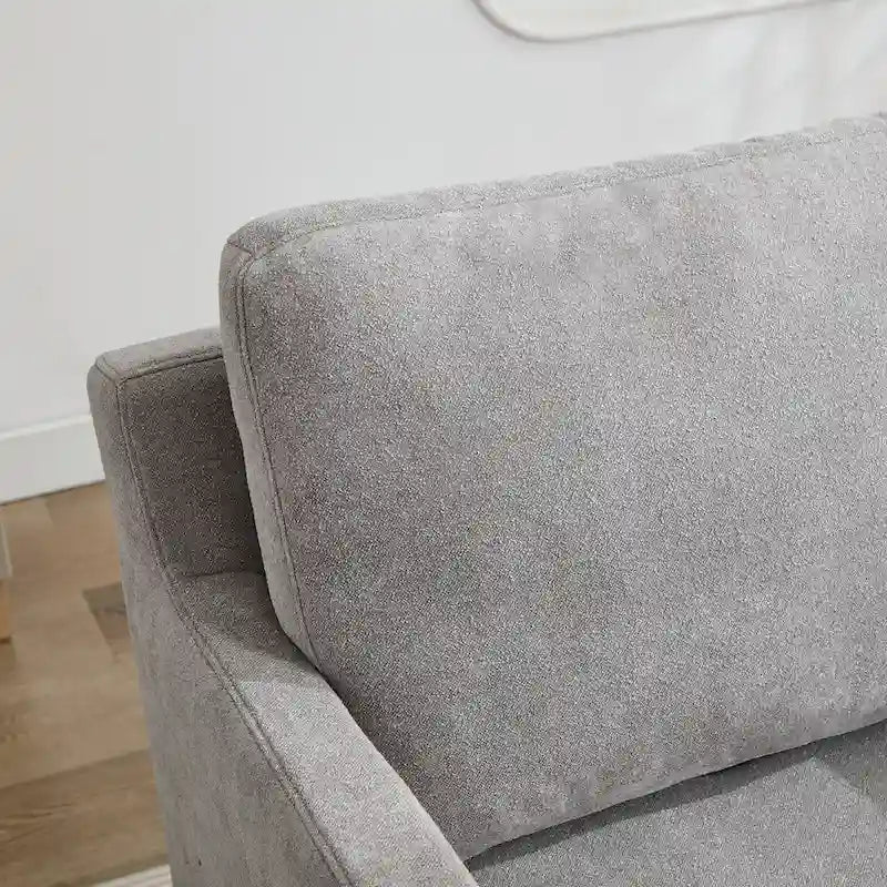 Fauteuil pivotant à 360° en chenille moderne de 76 cm (29,92 po), avec structure en bois massif et coussin de dossier amovible
