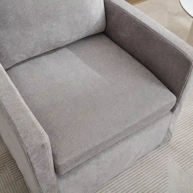 Fauteuil pivotant à 360° en chenille moderne de 76 cm (29,92 po), avec structure en bois massif et coussin de dossier amovible