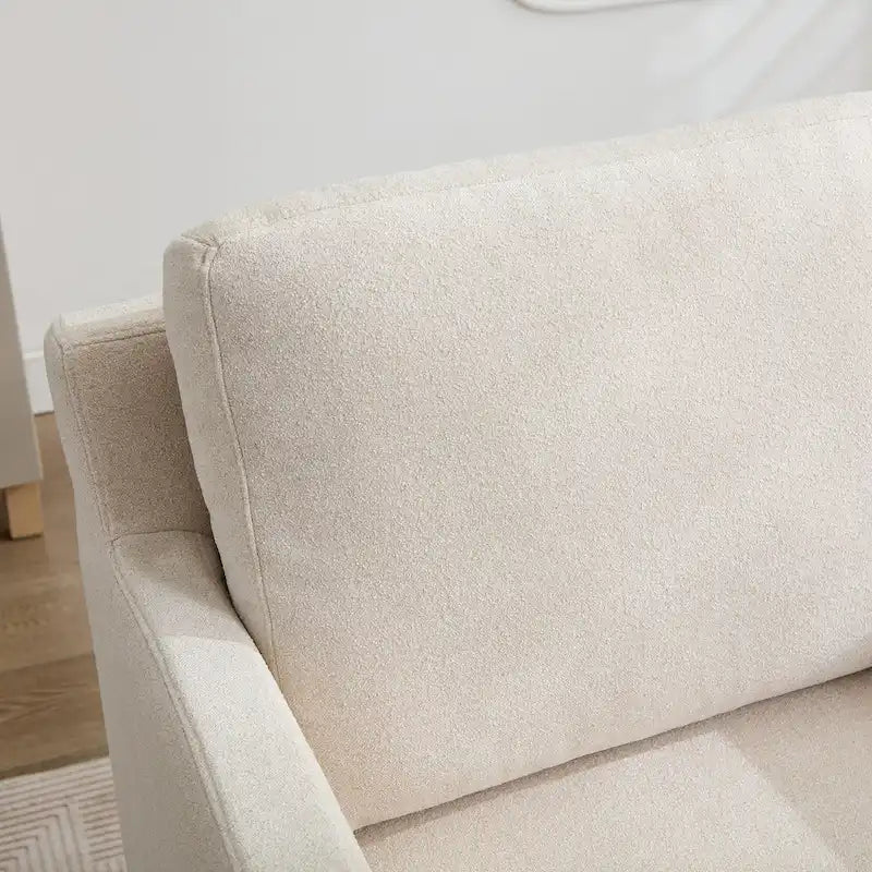 Fauteuil pivotant à 360° en chenille moderne de 76 cm (29,92 po), avec structure en bois massif et coussin de dossier amovible