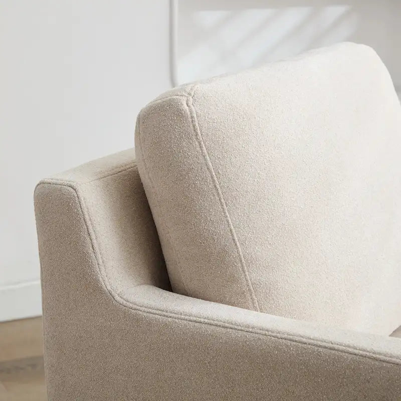 Fauteuil pivotant à 360° en chenille moderne de 76 cm (29,92 po), avec structure en bois massif et coussin de dossier amovible