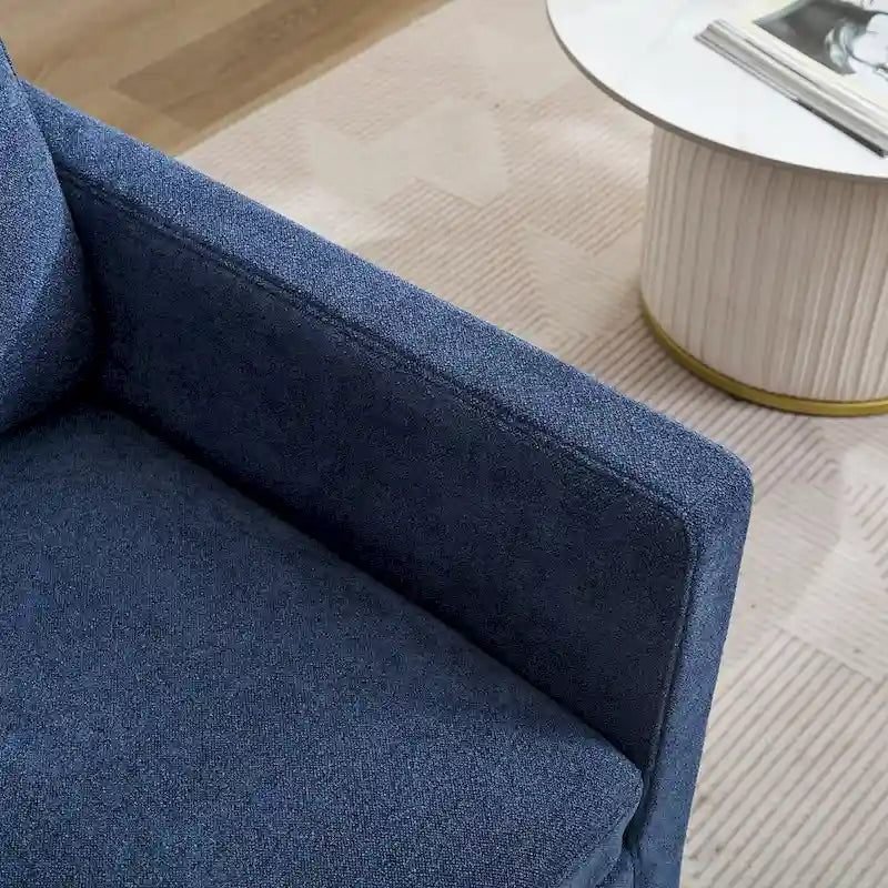Fauteuil pivotant à 360° en chenille moderne de 76 cm (29,92 po), avec structure en bois massif et coussin de dossier amovible