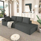 Grey 125 Modern 4-Seat Chaise Lounge Sofa for Living Room Relaxation, Indoor Sleeper
