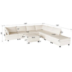 Canapé modulable convertible 8 places beige 129 avec rangement