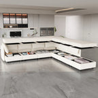 Canapé modulable convertible 8 places beige 129 avec rangement