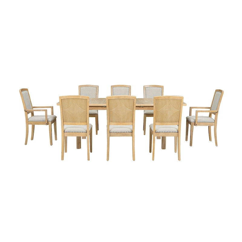Ensemble de salle à manger en bois 7 pièces avec table extensible et 6 chaises