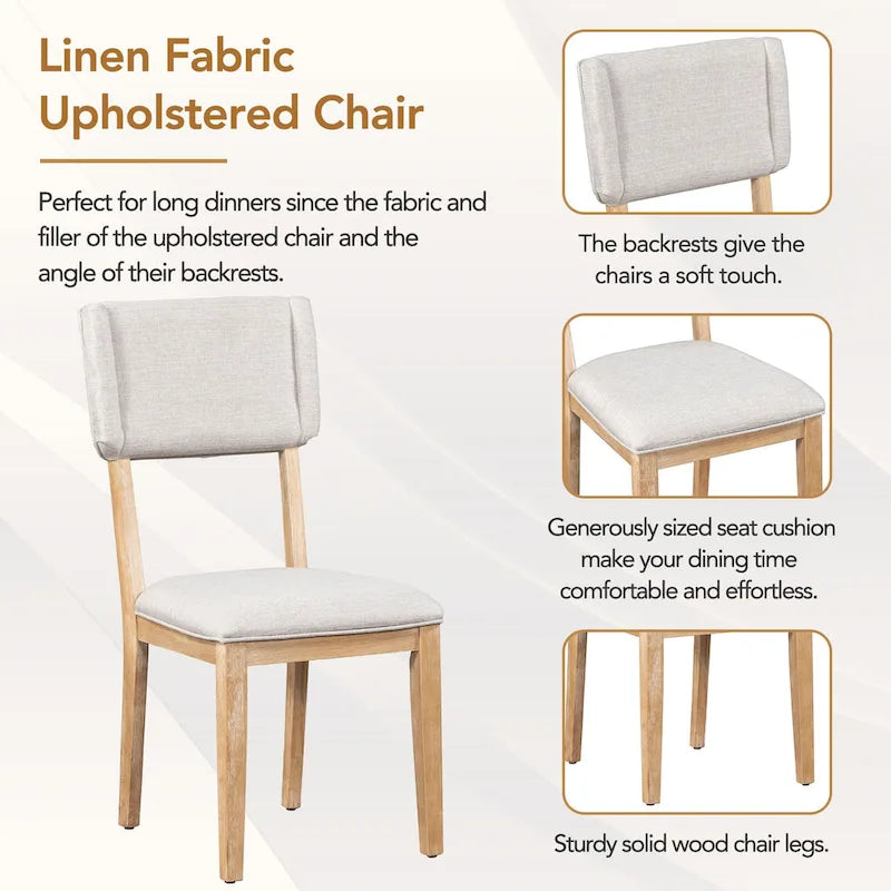 Ensemble de salle à manger en bois 5 pièces comprenant une table rectangulaire de 59 pouces et 4 chaises