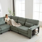 Canapé d'angle modulable en velours côtelé de 102,75 pouces avec rangement