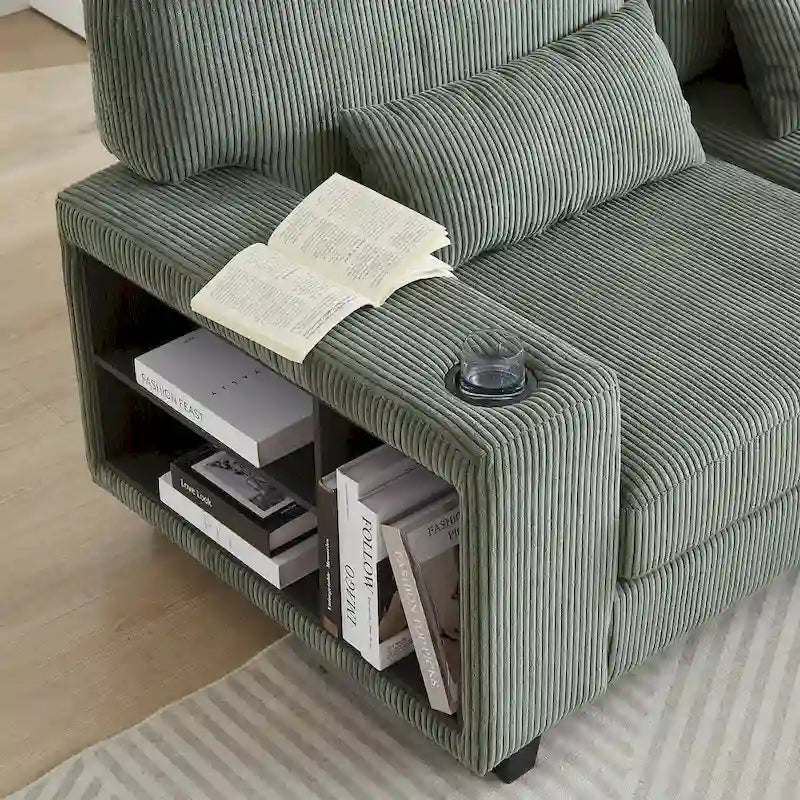 Canapé d'angle modulable en velours côtelé de 102,75 pouces avec rangement