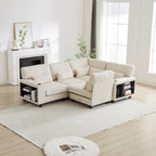 Canapé d'angle modulable en velours côtelé de 102,75 pouces avec rangement