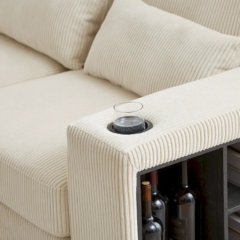 Canapé d'angle modulable en velours côtelé de 102,75 pouces avec rangement