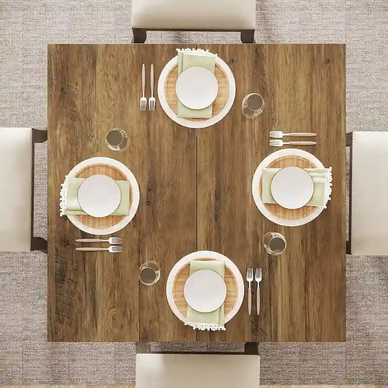 Table de salle à manger carrée de 80 cm pour 4 personnes, style campagnard - 80 cm de profondeur x 80 cm de largeur x 75 cm de hauteur