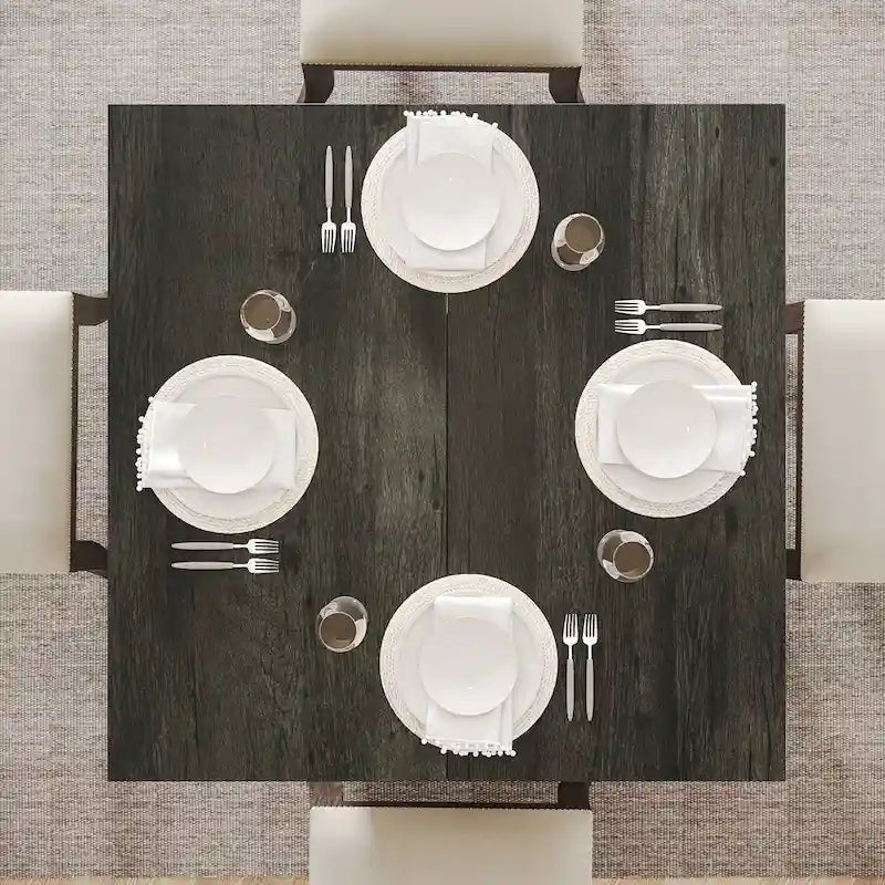 Table de salle à manger carrée de 80 cm pour 4 personnes, style campagnard - 80 cm de profondeur x 80 cm de largeur x 75 cm de hauteur