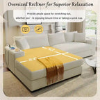 Canapé d'angle Mirod grand format avec coussins épais, porte-gobelets et ports de chargement intégrés