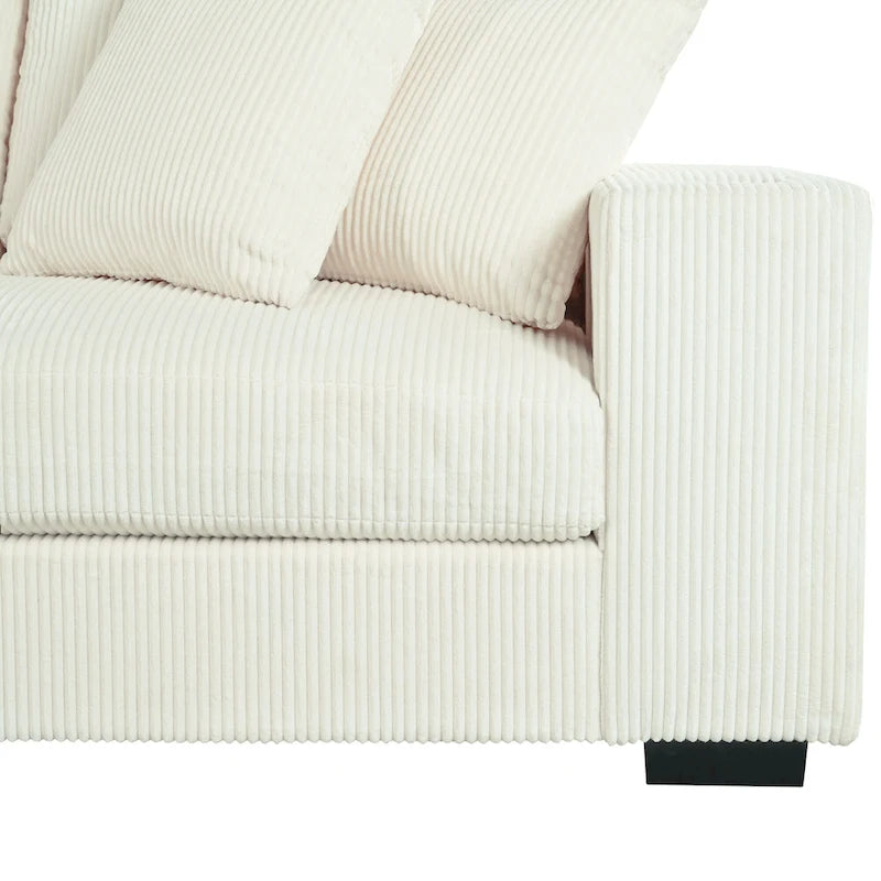 Canapé d'angle Mirod grand format avec coussins épais, porte-gobelets et ports de chargement intégrés