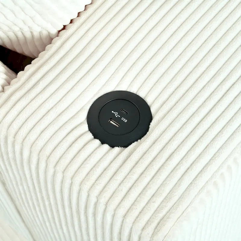 Canapé d'angle Mirod grand format avec coussins épais, porte-gobelets et ports de chargement intégrés