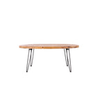 Table basse ovale pliable en bois naturel recyclé - 24,00 x 44,00 x 18,00