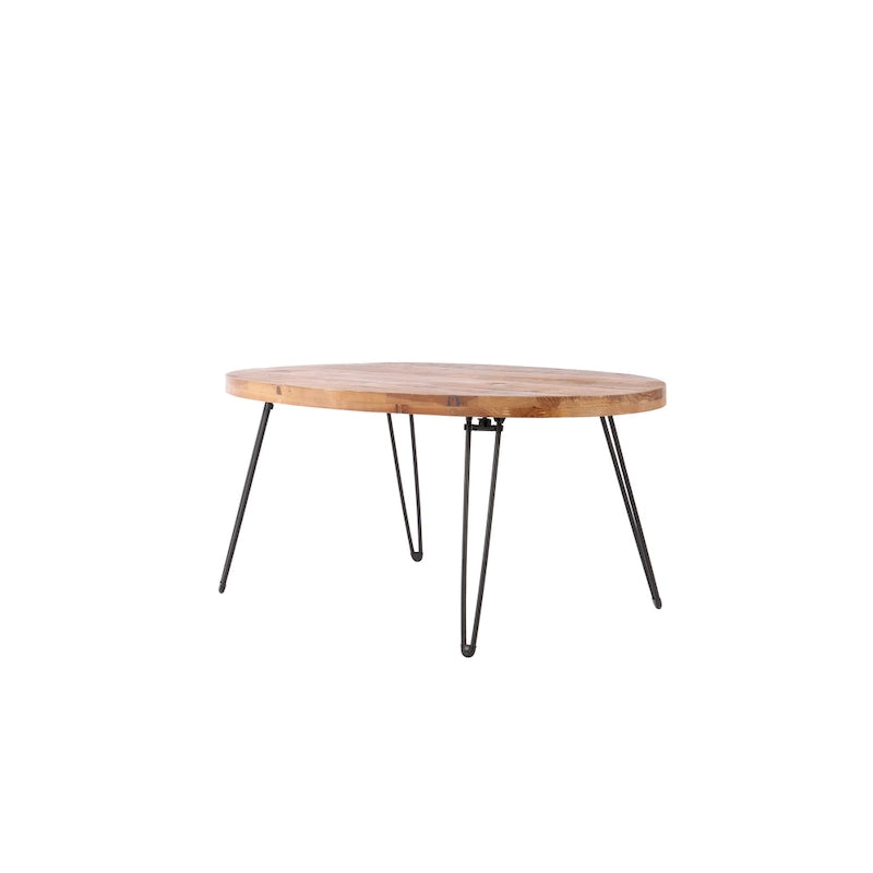 Table basse ovale pliable en bois naturel recyclé - 24,00 x 44,00 x 18,00