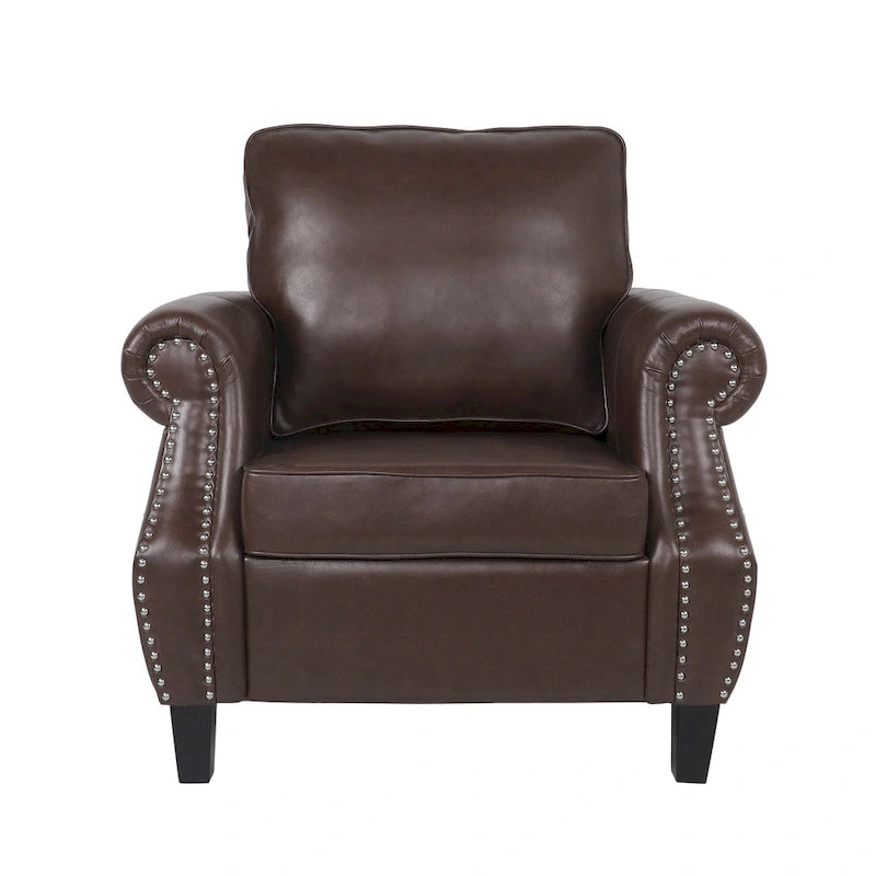 Fauteuil club Dowd en similicuir avec garniture cloutée par Christopher Knight Home