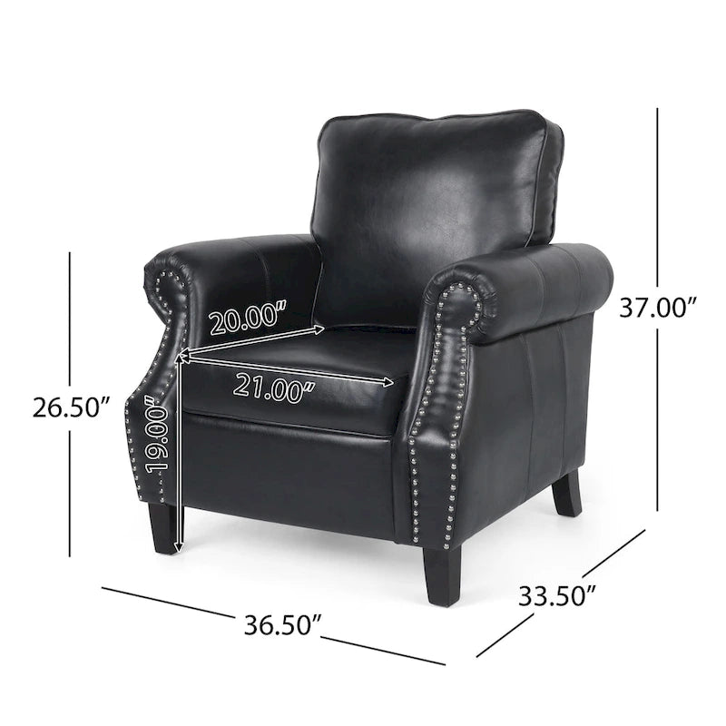 Fauteuil club Dowd en similicuir avec garniture cloutée par Christopher Knight Home
