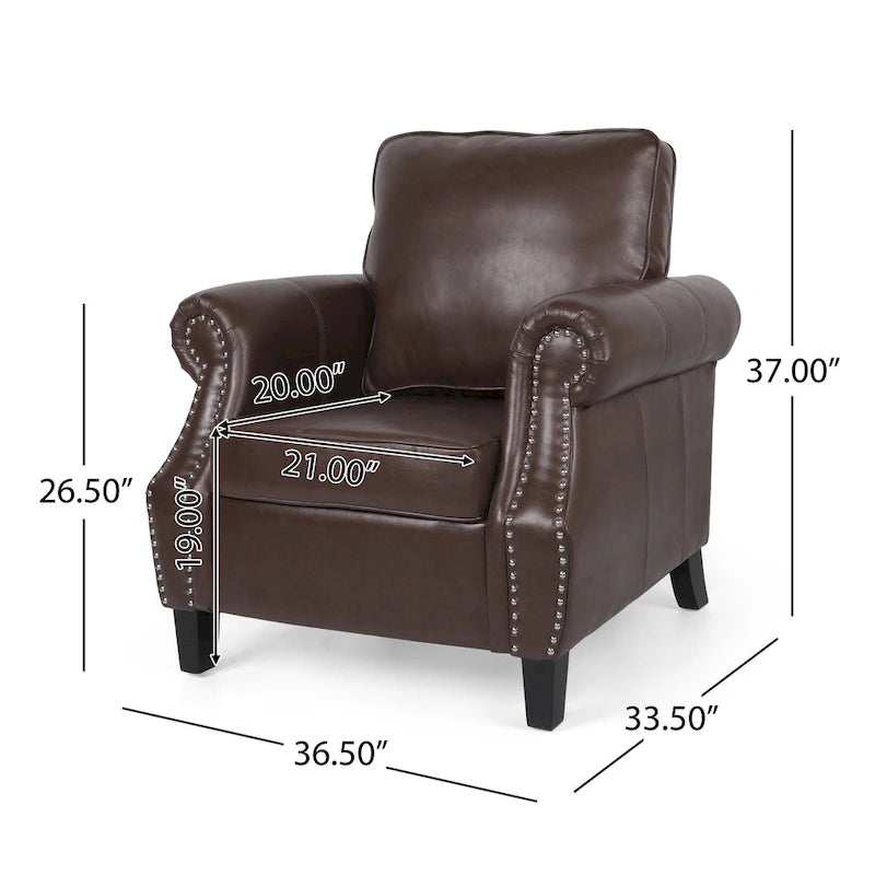 Fauteuil club Dowd en similicuir avec garniture cloutée par Christopher Knight Home