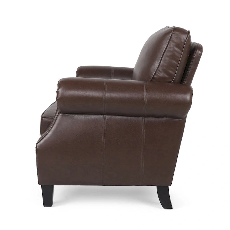 Fauteuil club Dowd en similicuir avec garniture cloutée par Christopher Knight Home