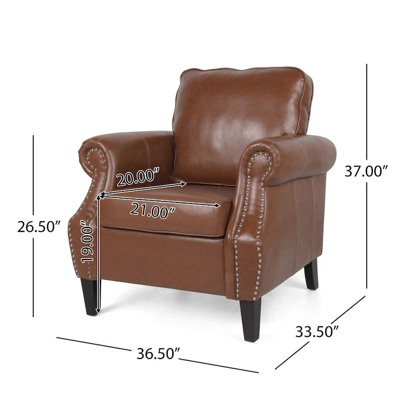 Fauteuil club Dowd en similicuir avec garniture cloutée par Christopher Knight Home