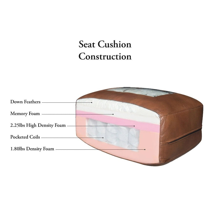 Fauteuil Hydeline Elm en cuir pleine fleur avec plumes, mousse à mémoire de forme et ressorts