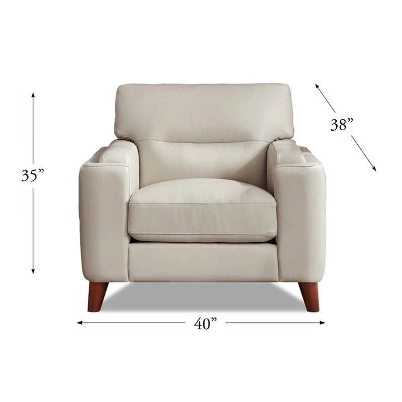 Fauteuil Hydeline Elm en cuir pleine fleur avec plumes, mousse à mémoire de forme et ressorts